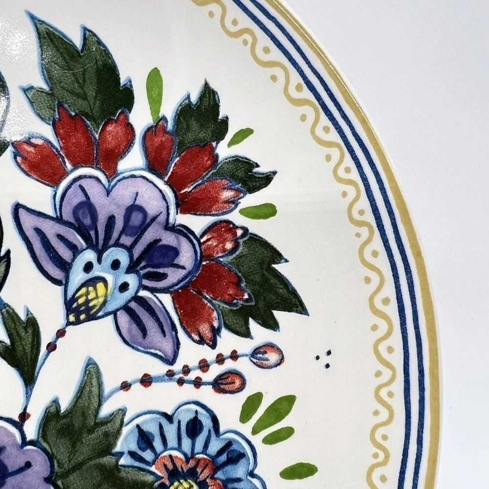 Pottery Barn Flora Botanica Salad Plate 8.25” S/4 Purple Blue Floral‎ Flowers